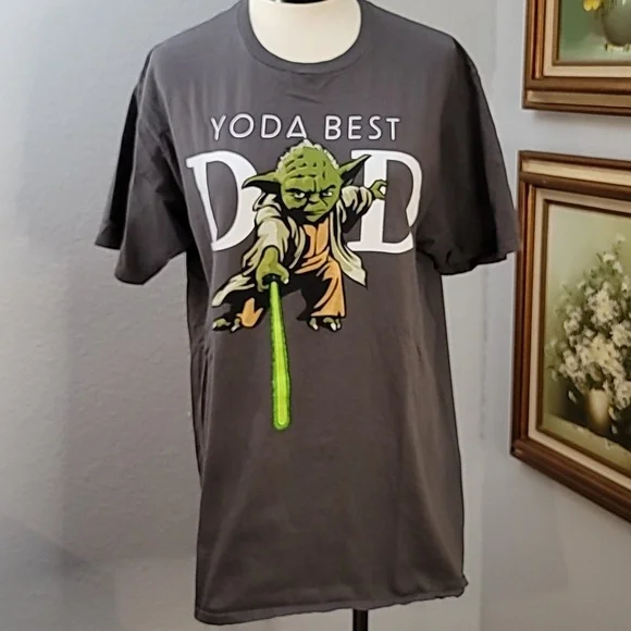Star Wars Yoda Best Dad grey tee shirt size large - Picture 2 of 8